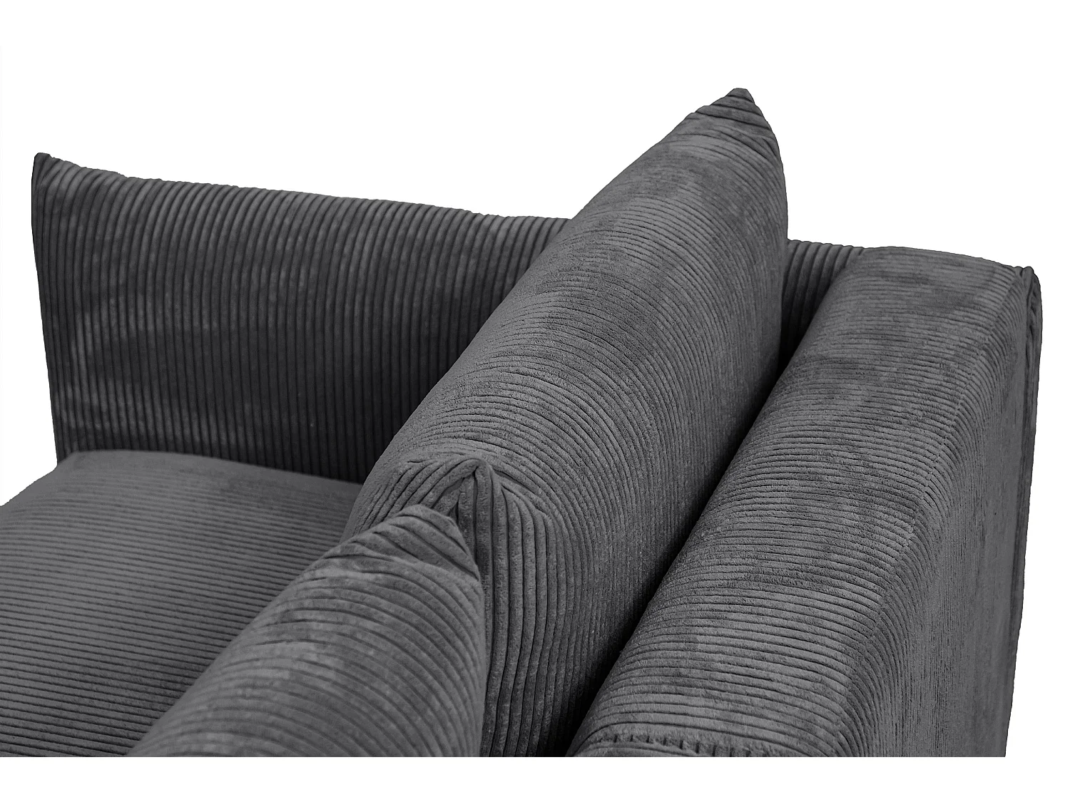 Canapé droit XXL 3 places tissu gris foncé - TAUER