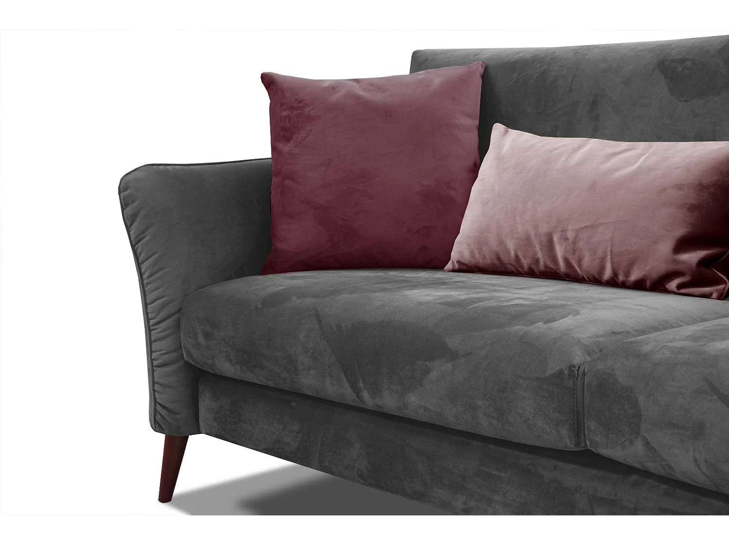 Canapé droit 3 places avec coussins tissu gris foncé - FIGARI