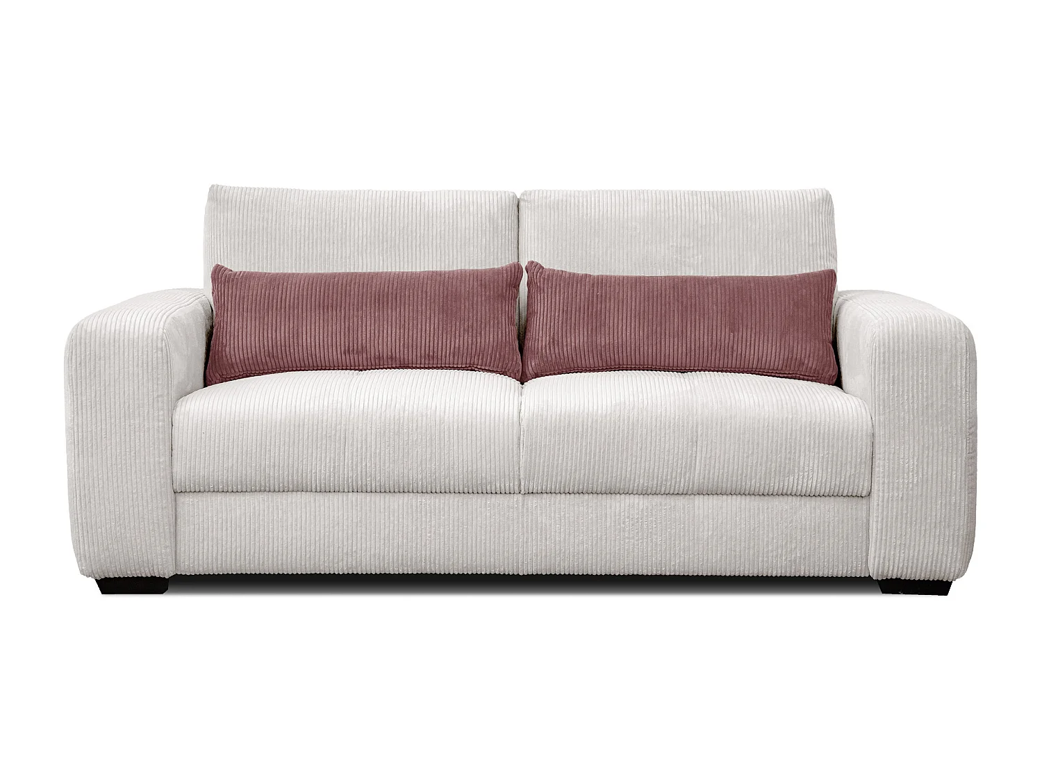 Canapé droit 3 places tissu blanc perle - Oli