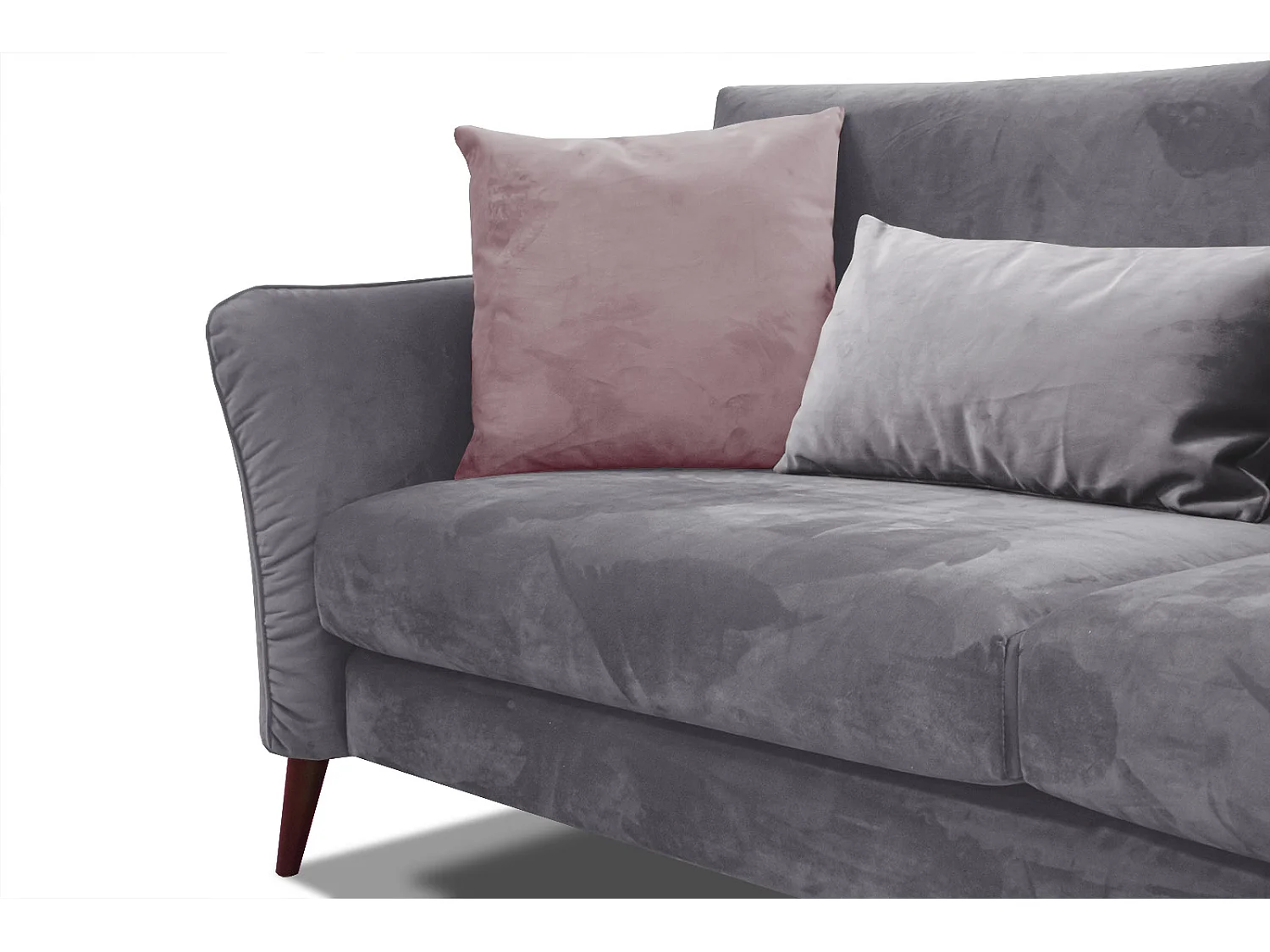 Canapé droit 3 places avec coussins tissu gris - FIGARI