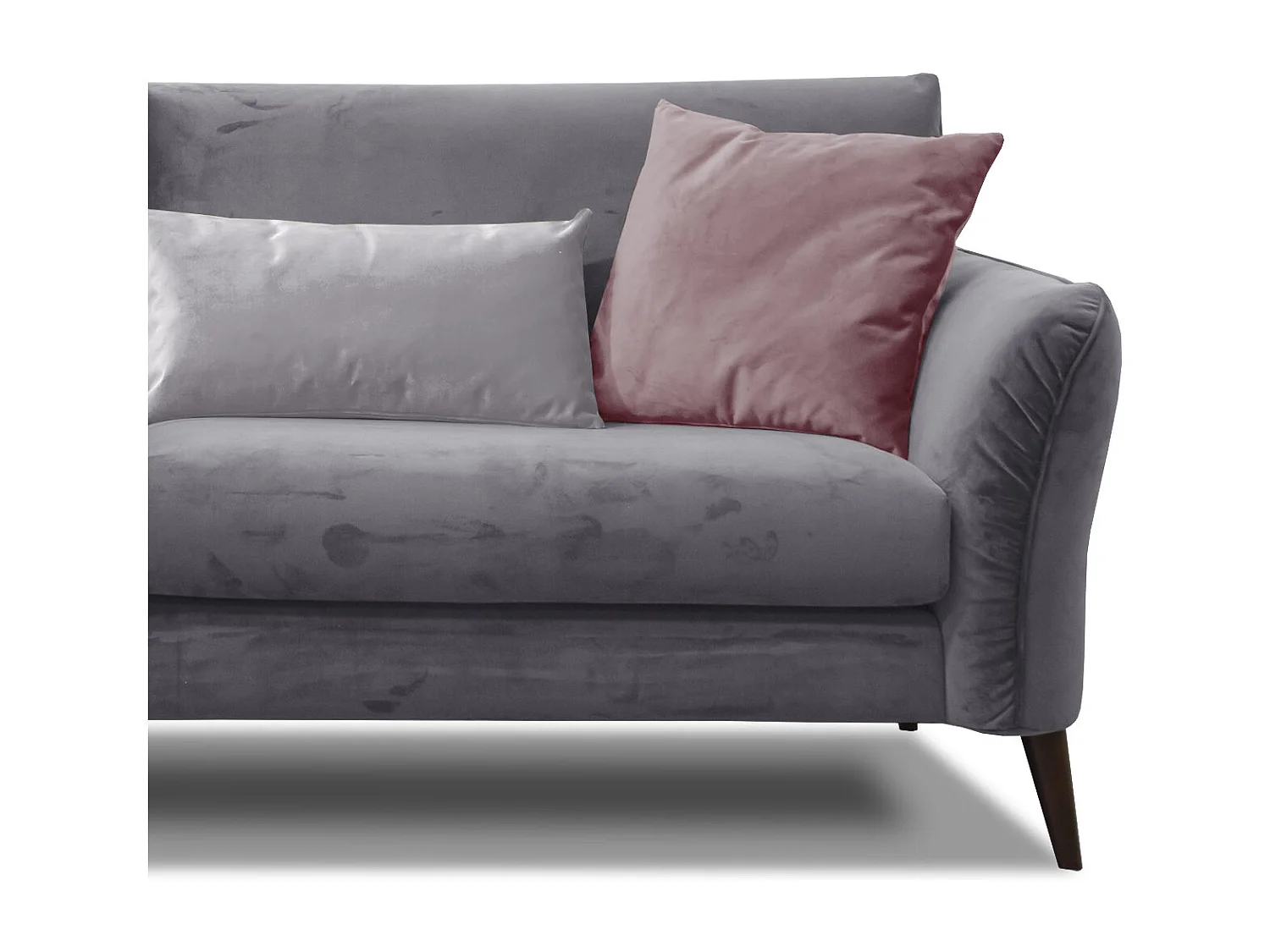 Canapé droit 3 places avec coussins tissu gris - FIGARI