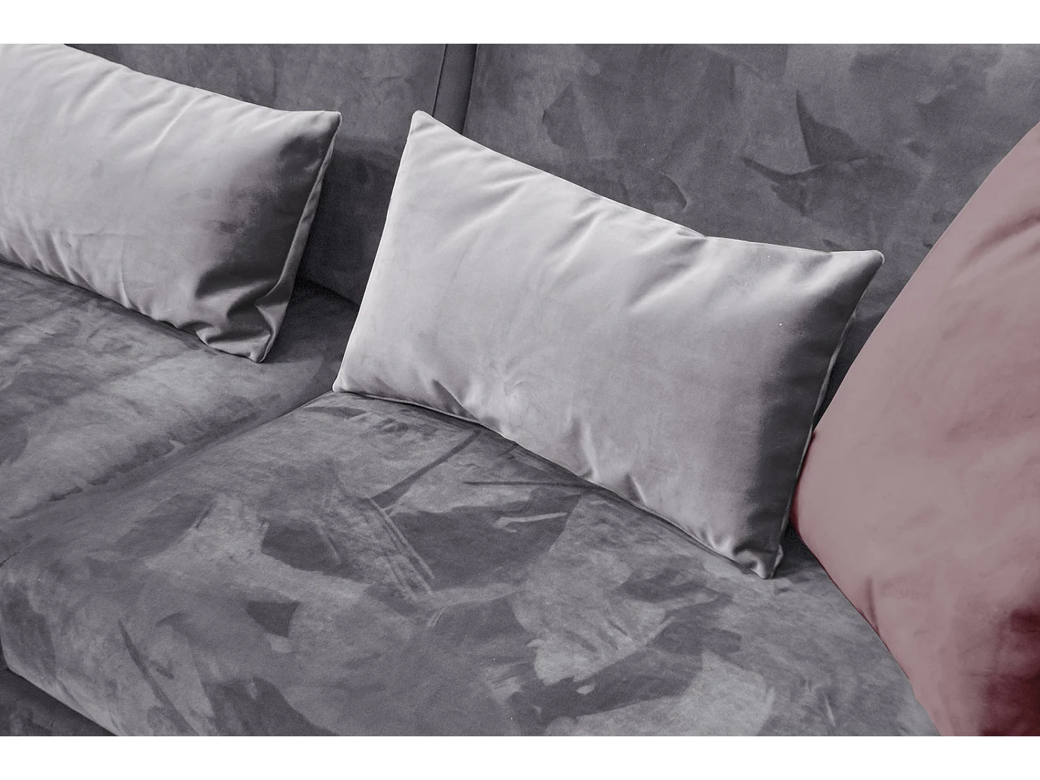 Canapé droit 3 places avec coussins tissu gris - FIGARI