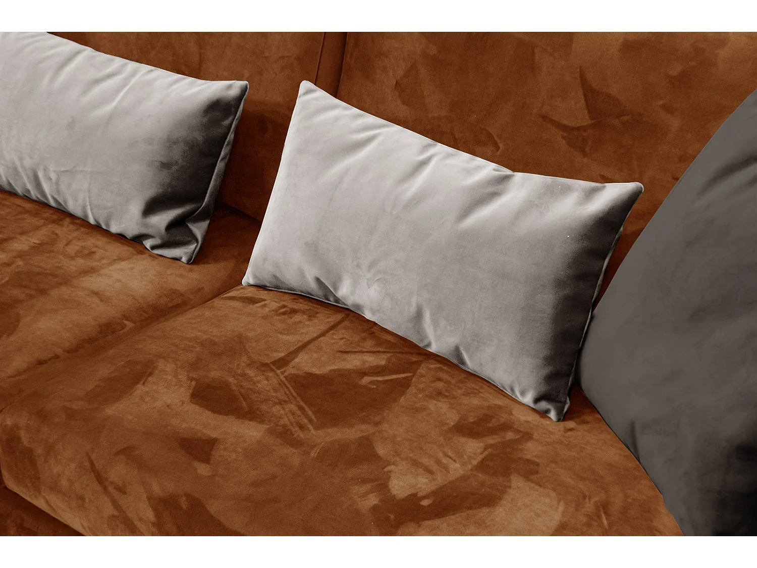 Canapé droit 3 places avec coussins tissu orange - FIGARI