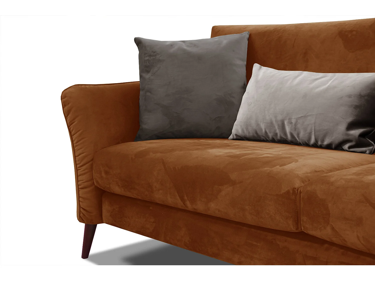 Canapé droit 3 places avec coussins tissu orange - FIGARI