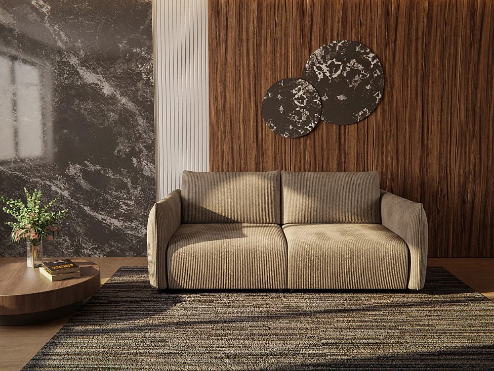 Canapé droit XXL 3 places tissu taupe - TAUER