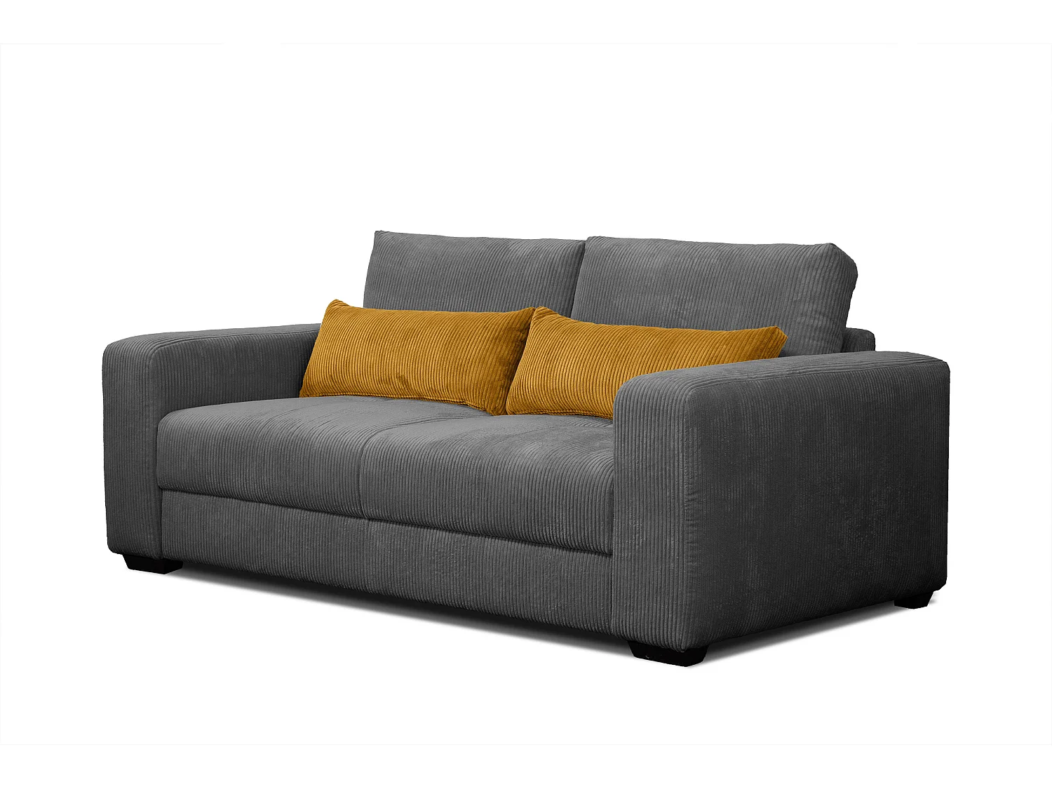 Canapé droit 3 places tissu gris foncé - Oli