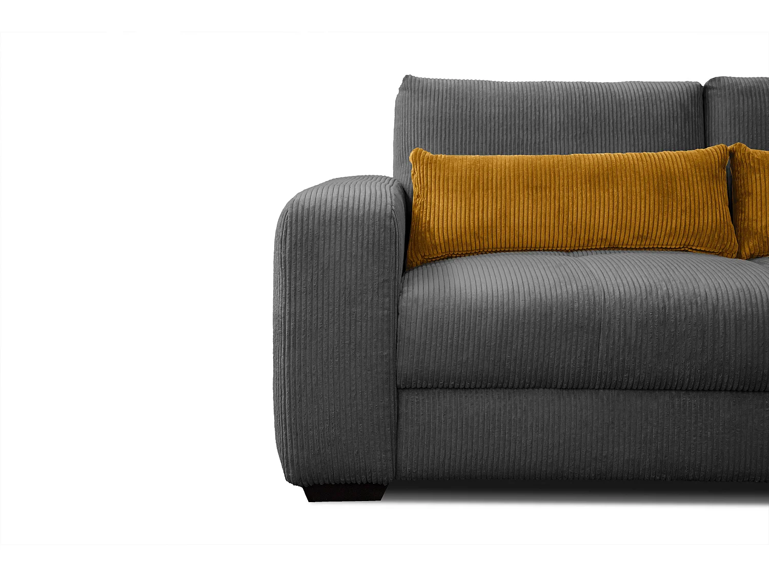 Canapé droit 3 places tissu gris foncé - Oli