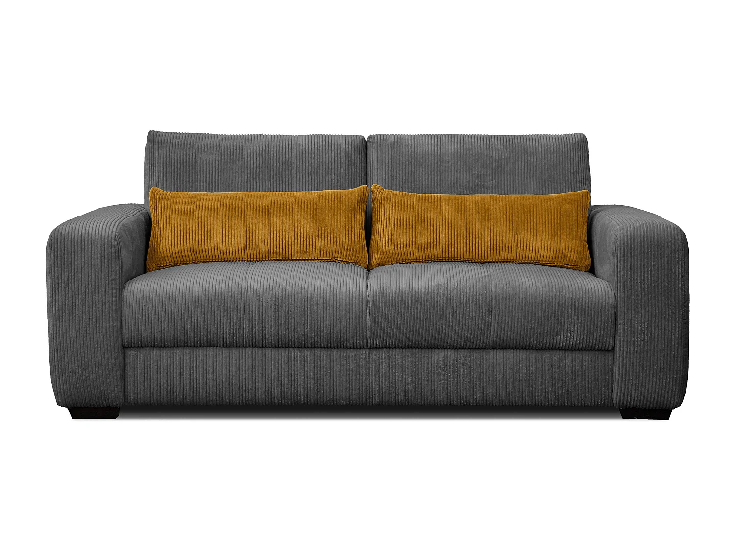 Canapé droit 3 places tissu gris foncé - Oli