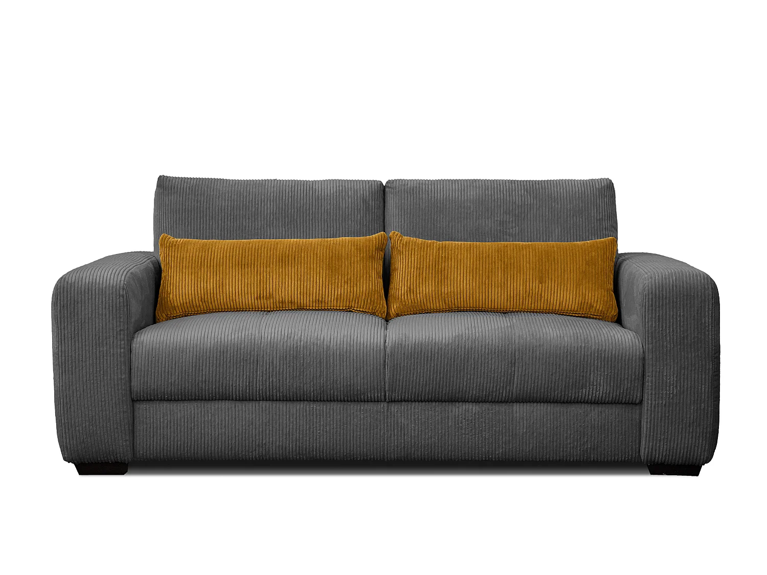 Canapé droit 3 places tissu gris foncé - Oli
