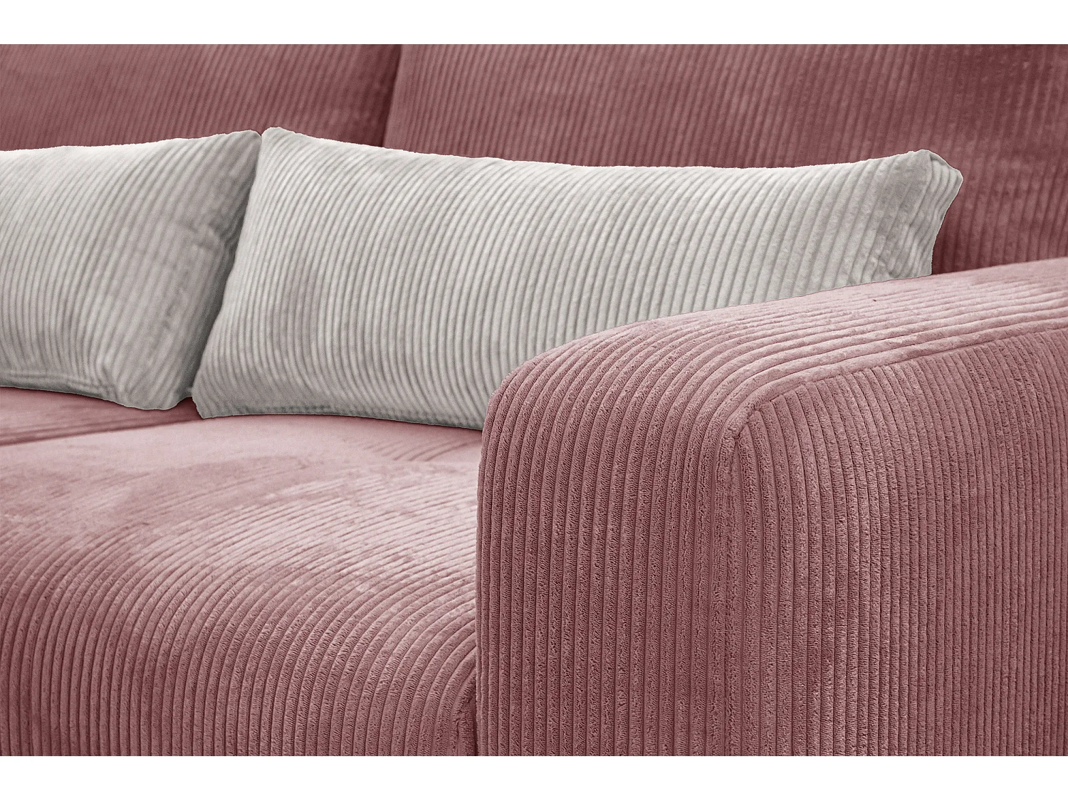 Canapé droit 3 places tissu vieux rose - Oli