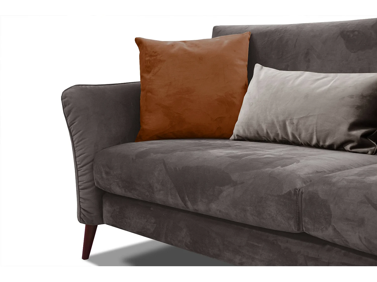 Canapé droit 3 places avec coussins tissu brun gris - FIGARI