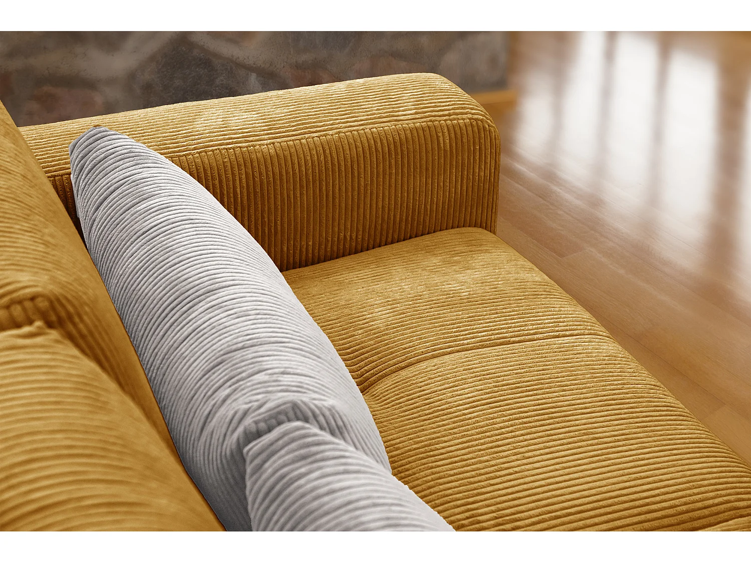 Canapé droit 3 places tissu safran  - Oli