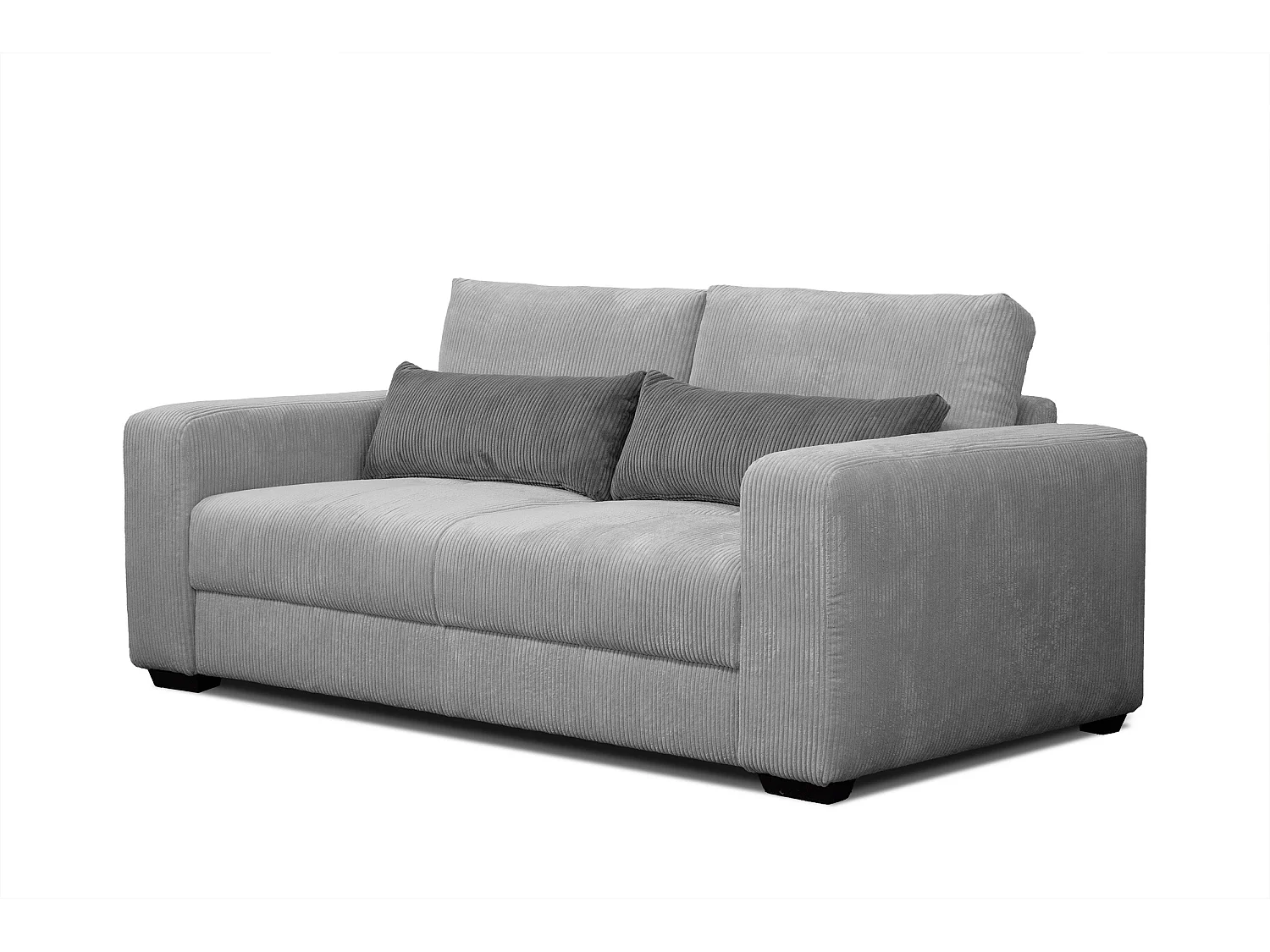 Canapé droit 3 places tissu gris clair  - Oli