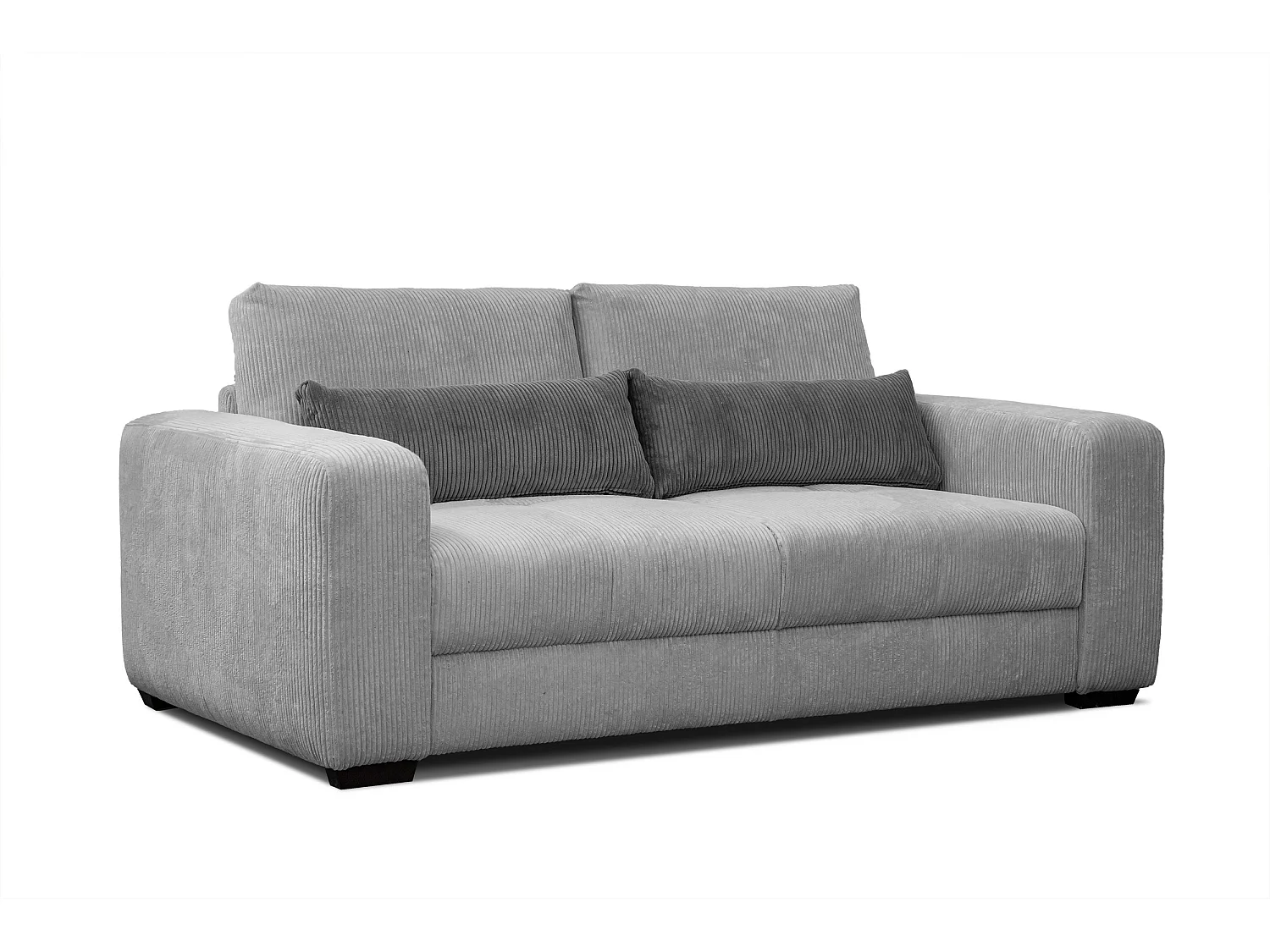 Canapé droit 3 places tissu gris clair  - Oli