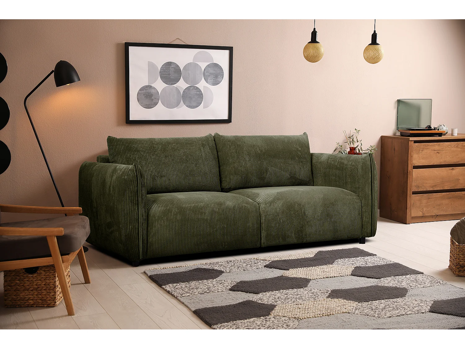 TAUER Sofa 3-Sitzer, olive