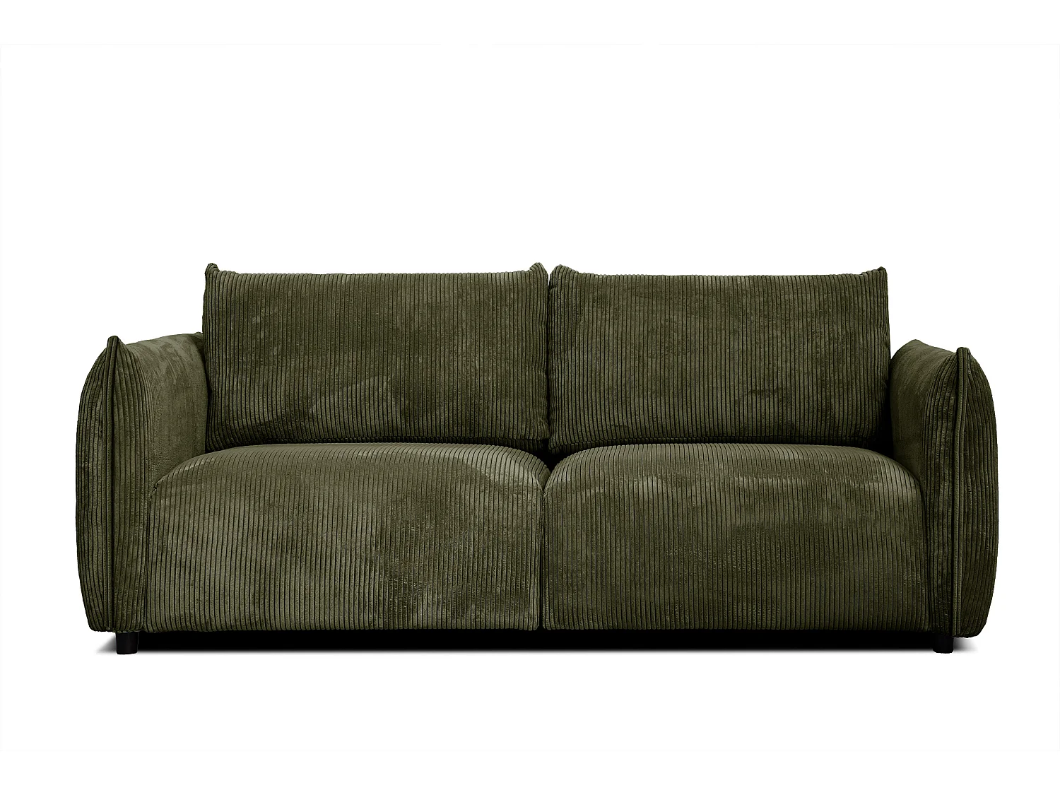 Canapé droit XXL 3 places tissu vert olive - TAUER