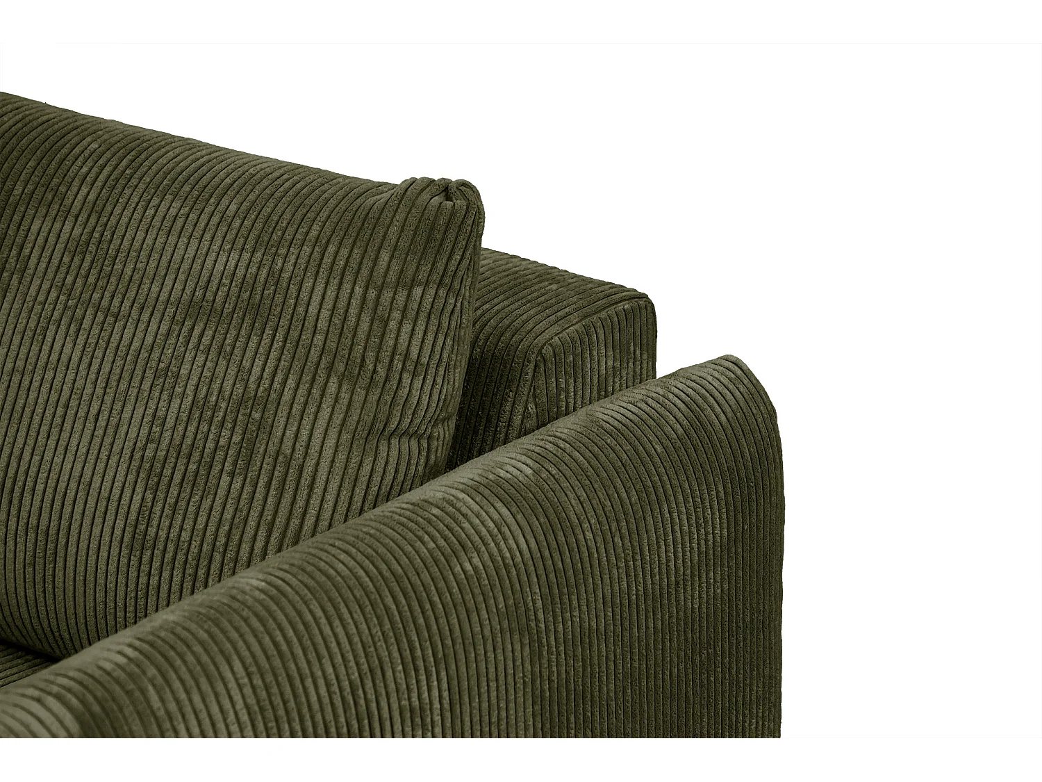 Canapé droit XXL 3 places tissu vert olive - TAUER