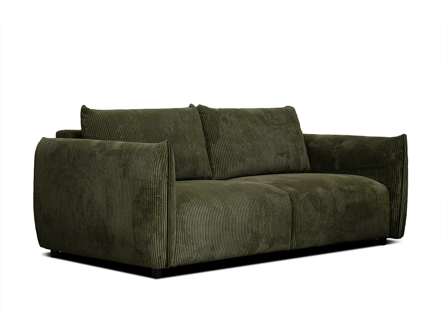 Canapé droit XXL 3 places tissu vert olive - TAUER