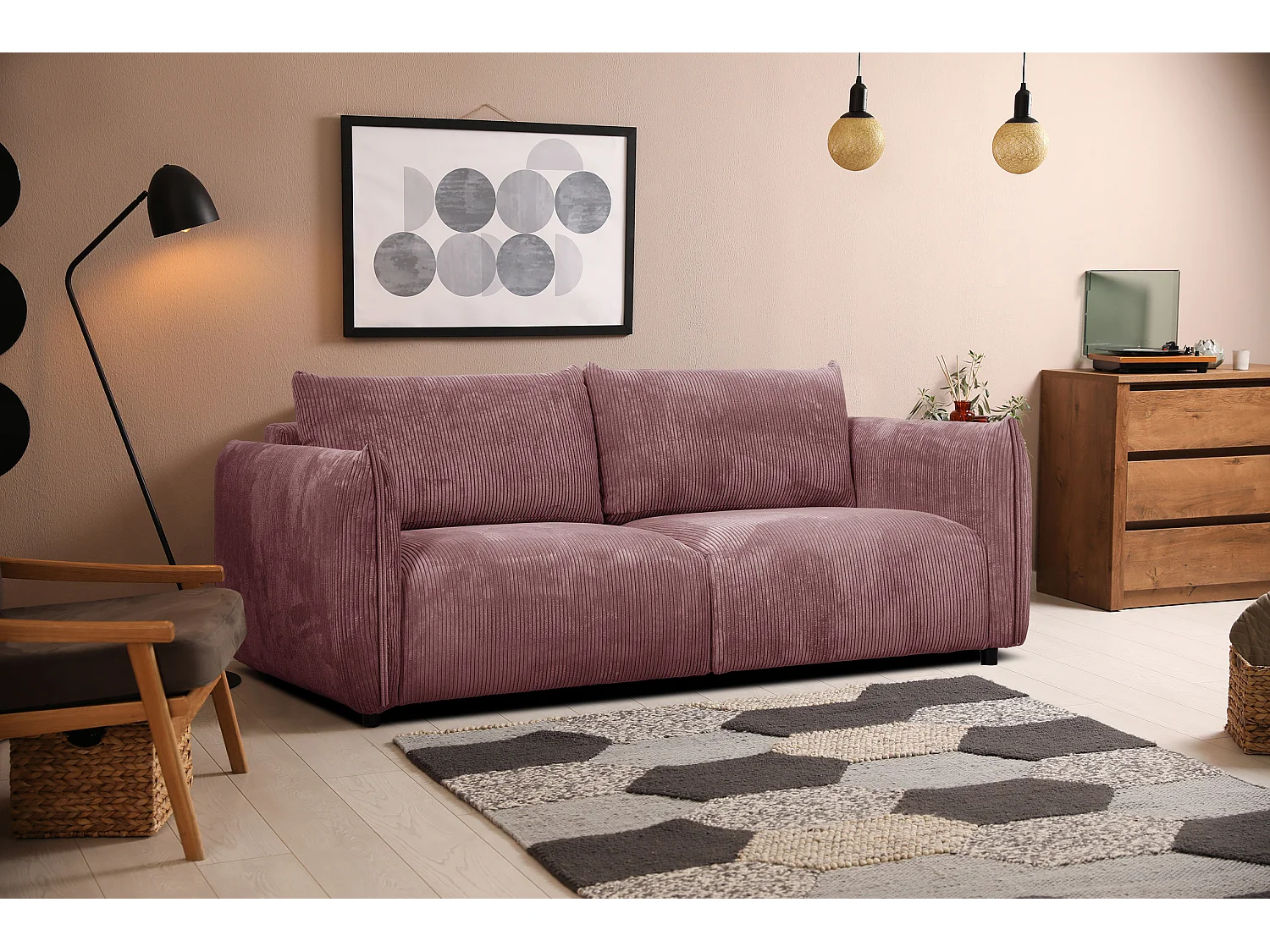 TAUER Sofa 3-Sitzer, altrosa