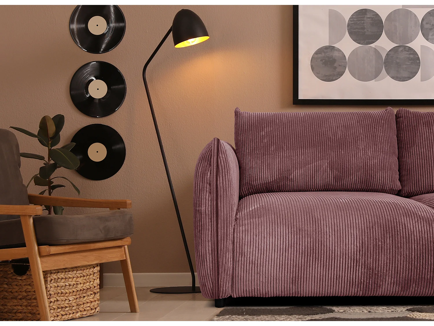 TAUER Sofa 3-Sitzer, altrosa