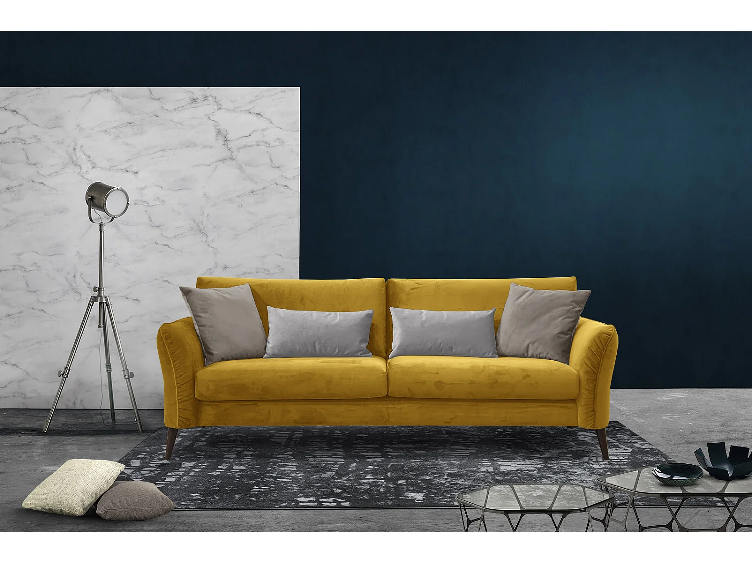 FIGARI Sofa 3-Sitzer, senfgelb