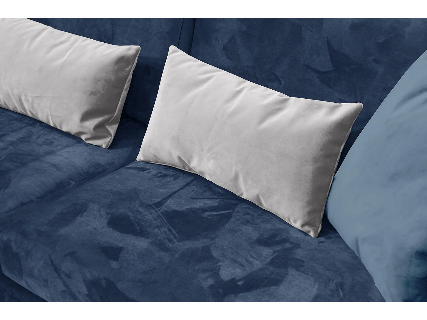 Canapé droit 3 places avec coussins tissu bleu foncé - FIGARI