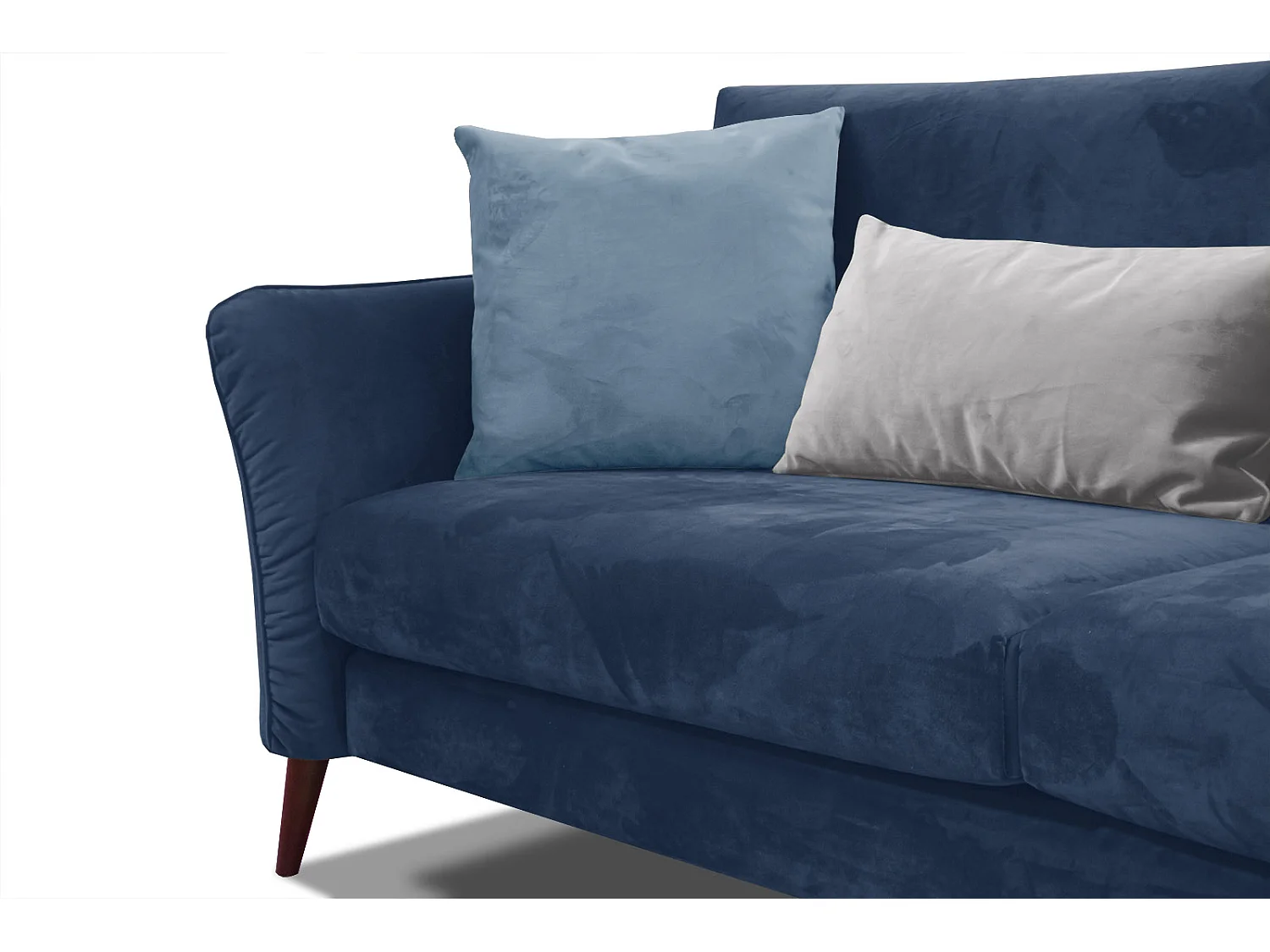 Canapé droit 3 places avec coussins tissu bleu foncé - FIGARI