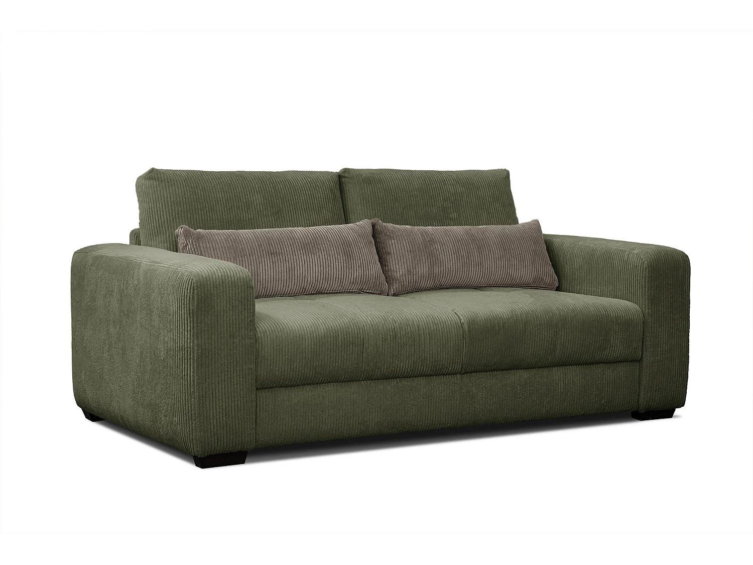 Canapé droit 3 places tissu vert olive  - Oli
