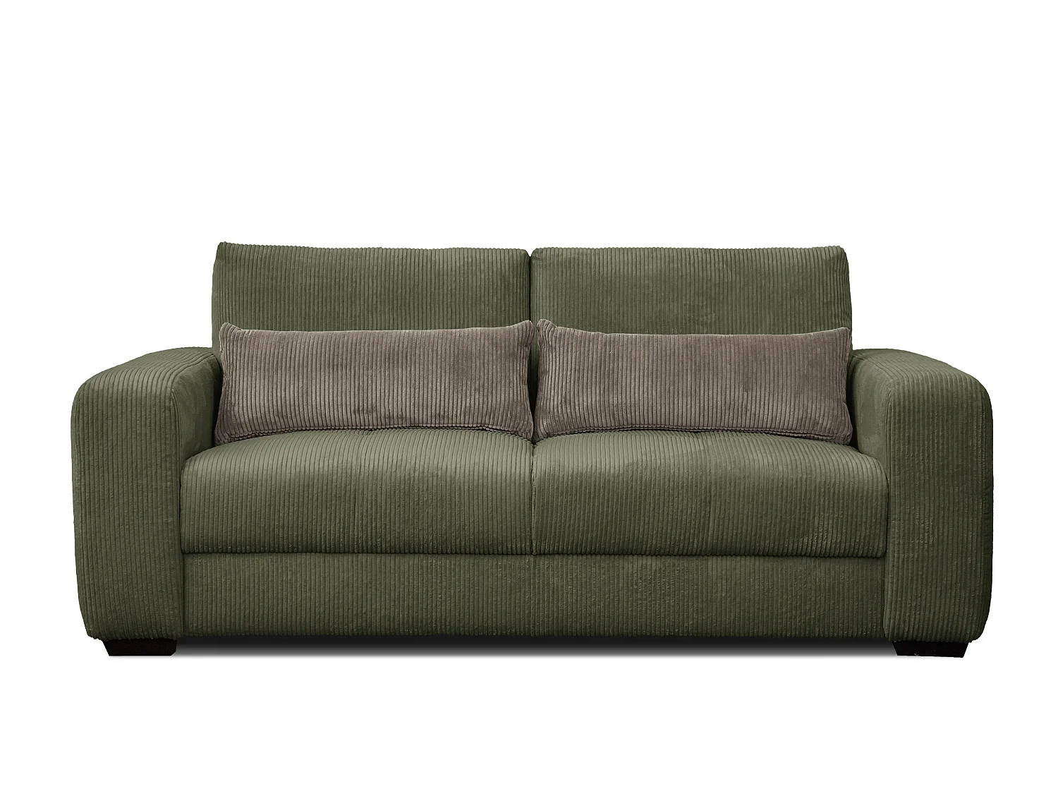 Canapé droit 3 places tissu vert olive  - Oli
