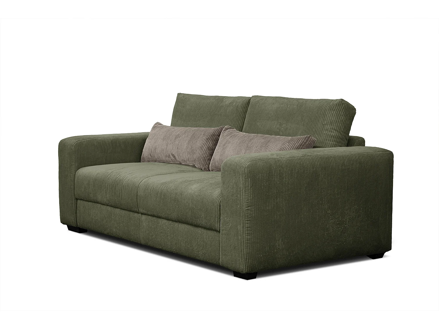Canapé droit 3 places tissu vert olive  - Oli