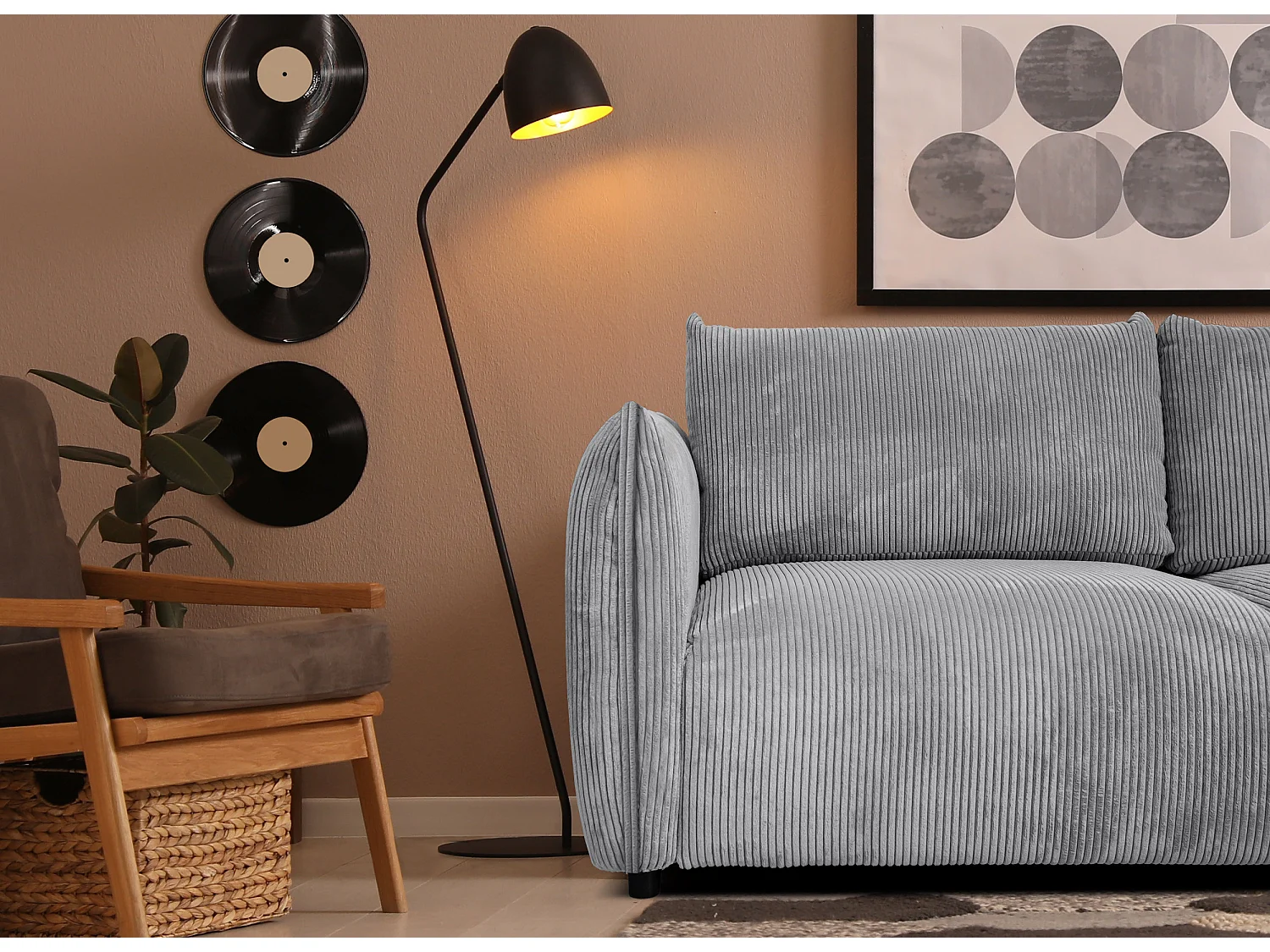 TAUER Sofa 3-Sitzer, hellgrau