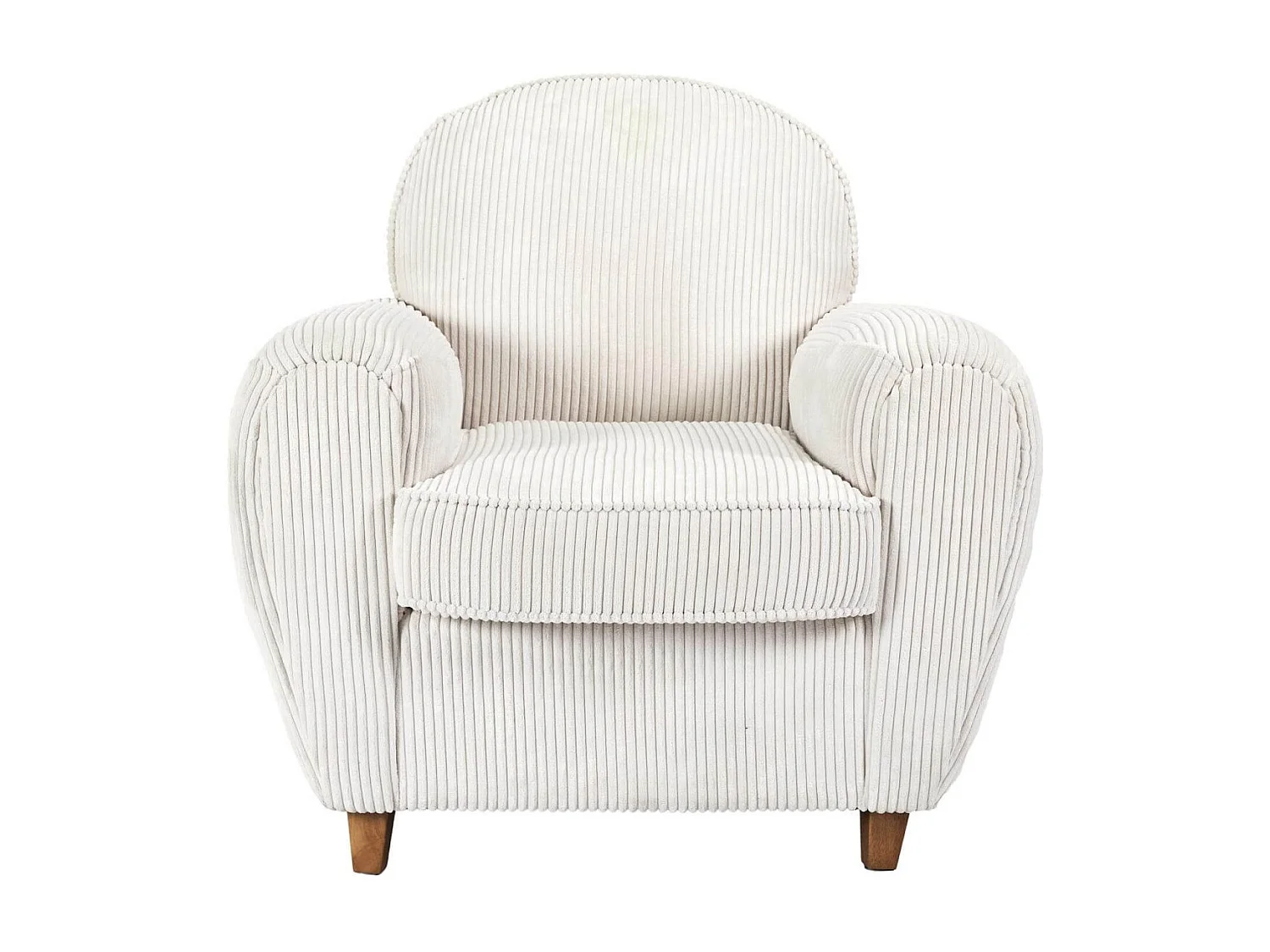 GANDY - Ensemble Fauteuil et Canapé Club 2 Places Tissu Velours Côtelé Beige