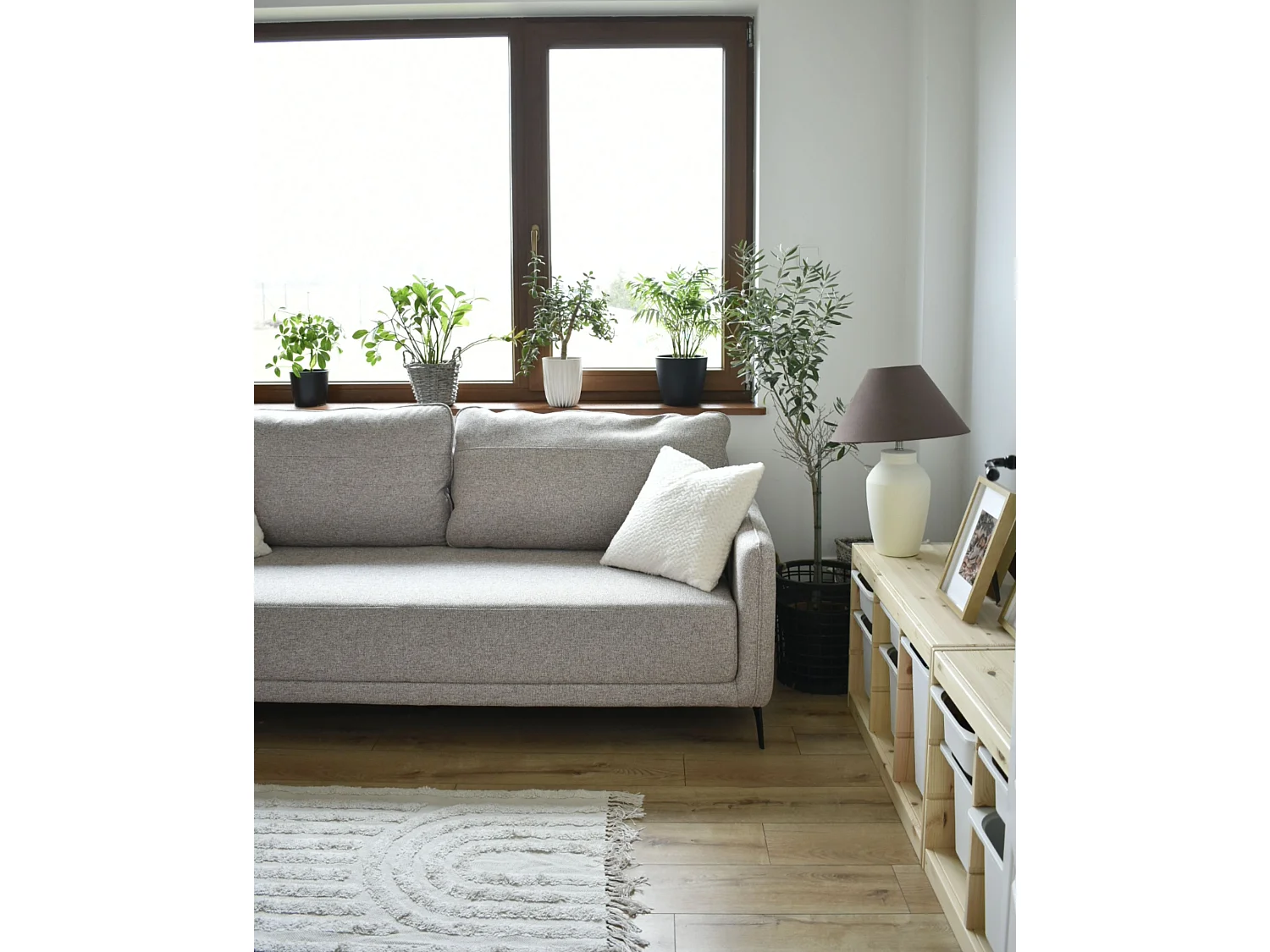 Schlafsofa HEMING Stoff Hellbraun 3-Sitzer