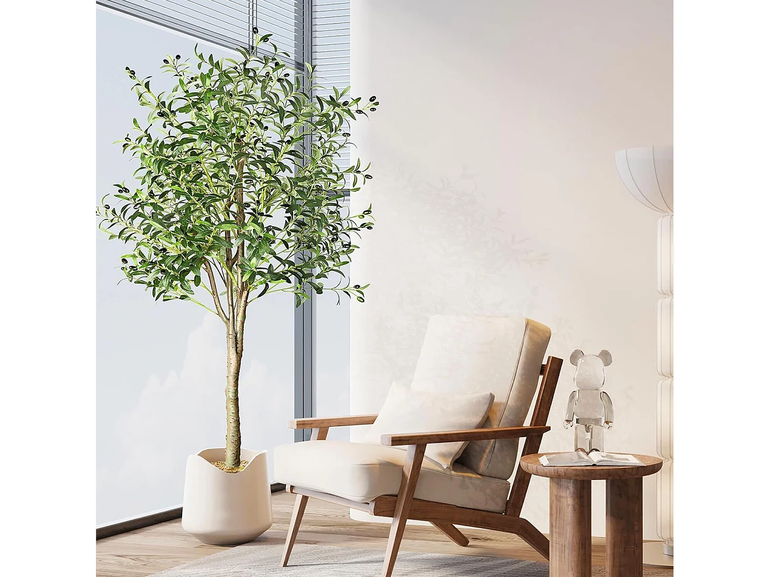 Olivier Artificiel, 150cm en Pot, Décoration d'olivier, Plante Verte Décoration, pour la Maison, Salon, Chambre, Bureau, Jardin