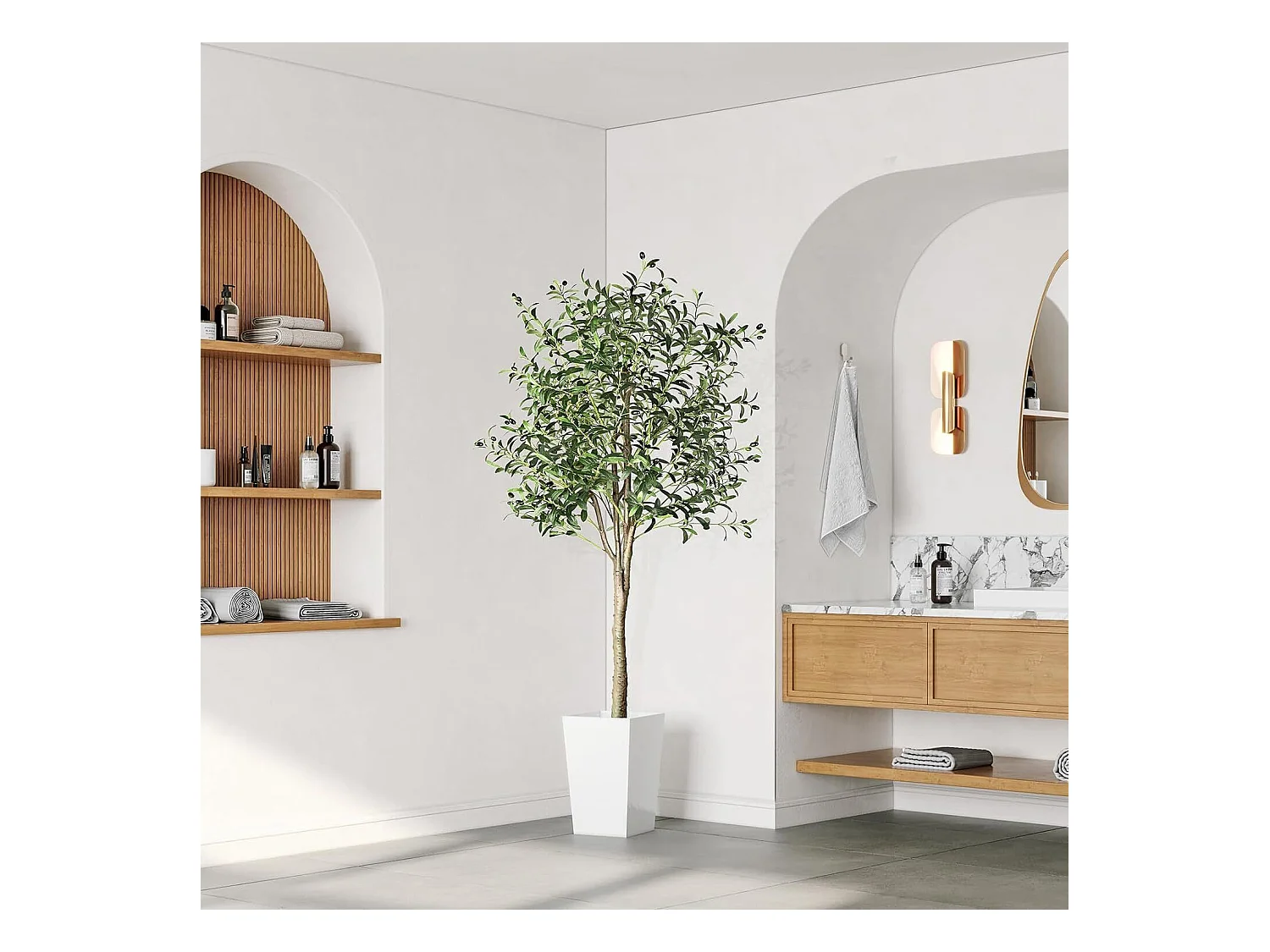 Azeite artificial 120 cm em vasos, plantas artificiais removíveis, decoração de plantas verdes falsas, para interior ao ar livre