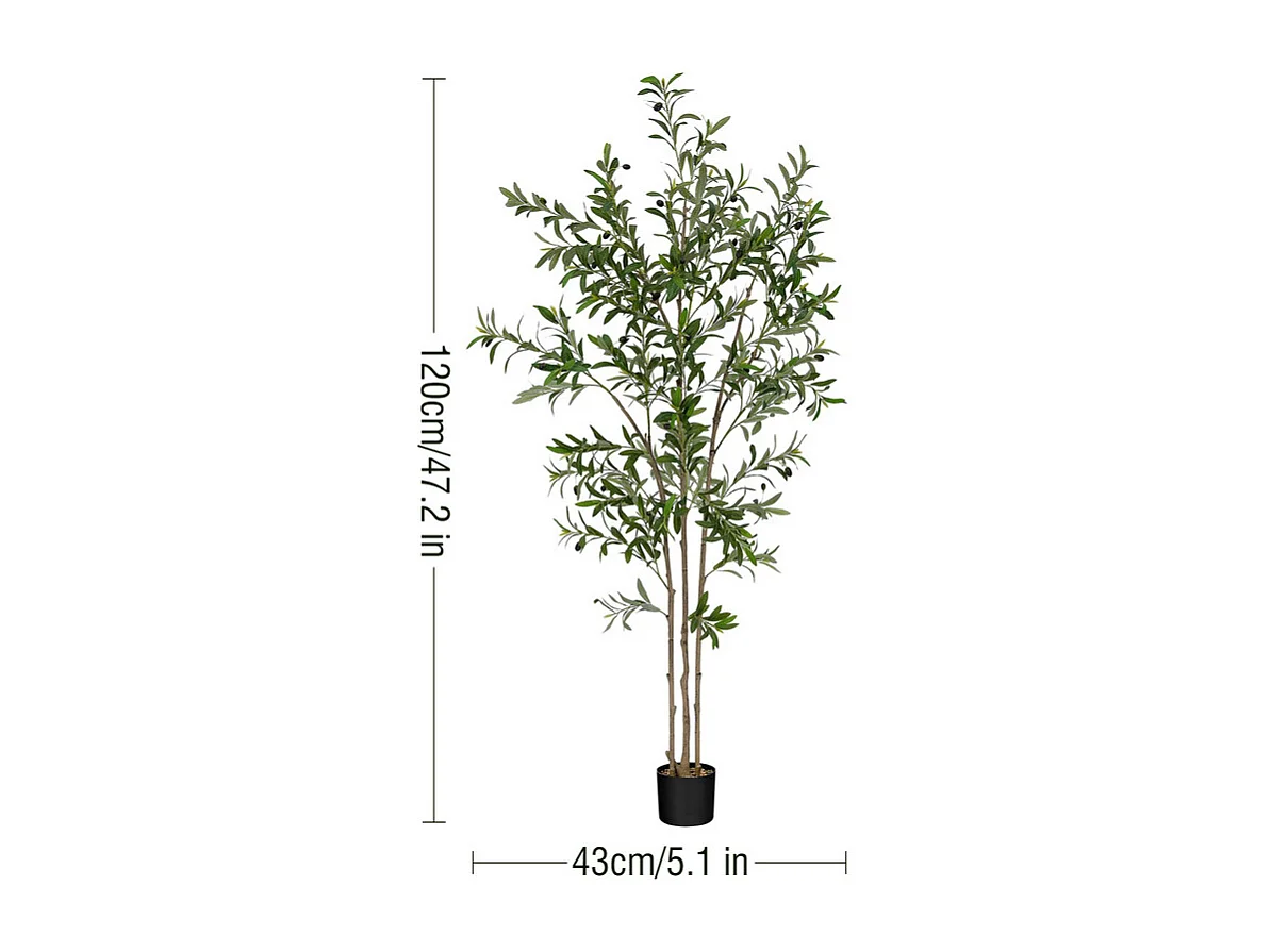 Kunstmatige olijfboom 120 cm in pot, verwijderbare kunstplanten, nep groene plantendecoratie, voor binnen en buiten