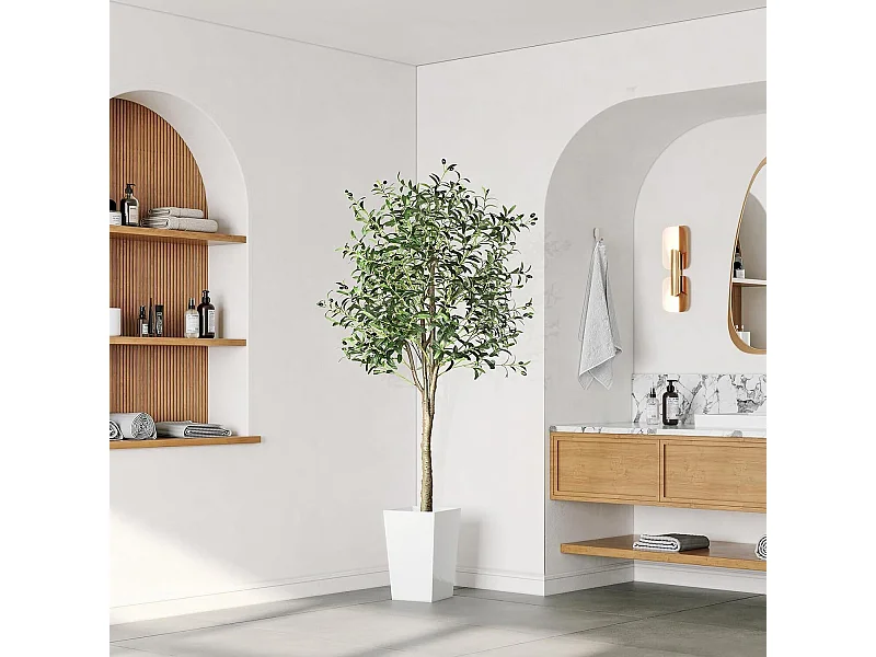 Olivier Artificiel 120cm en Pot, Plantes Artificielles Amovible, Fausse Plante Verte Décoration, pour Intérieur Extérieur