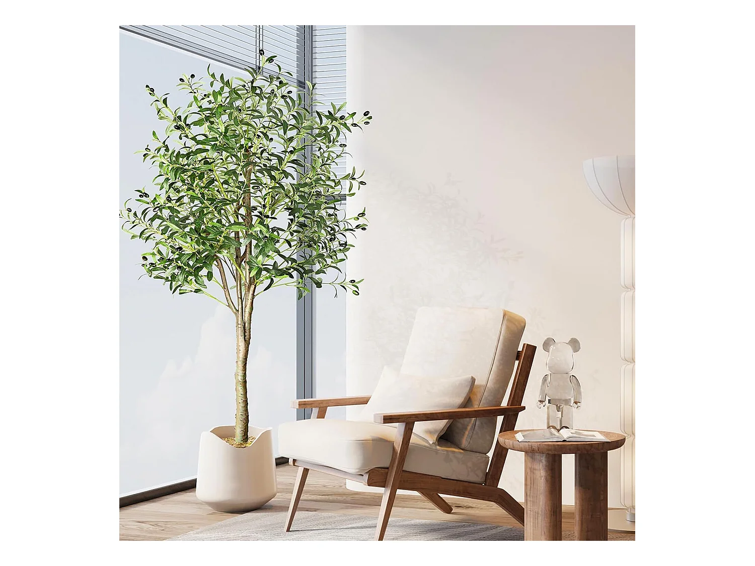 Planta artificial de azeitona de 180 cm, decoração de plantas verdes falsas, removível, para o quarto da casa do quarto da casa Garden Garden