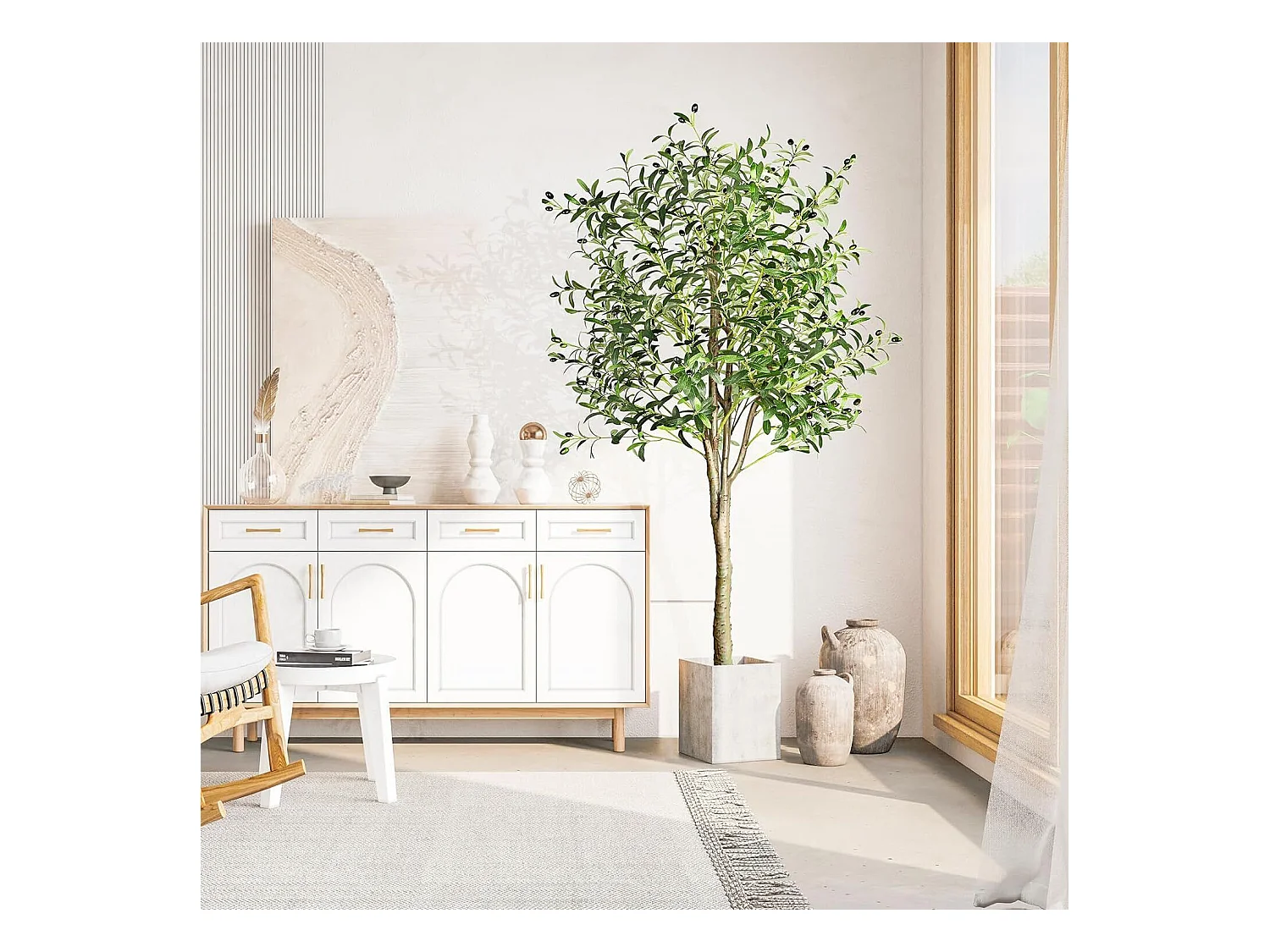 180cm olijfboom kunstplant, nep groene plant decoratie, verwijderbaar, voor thuis slaapkamer woonkamer balkon binnenplaats tuin