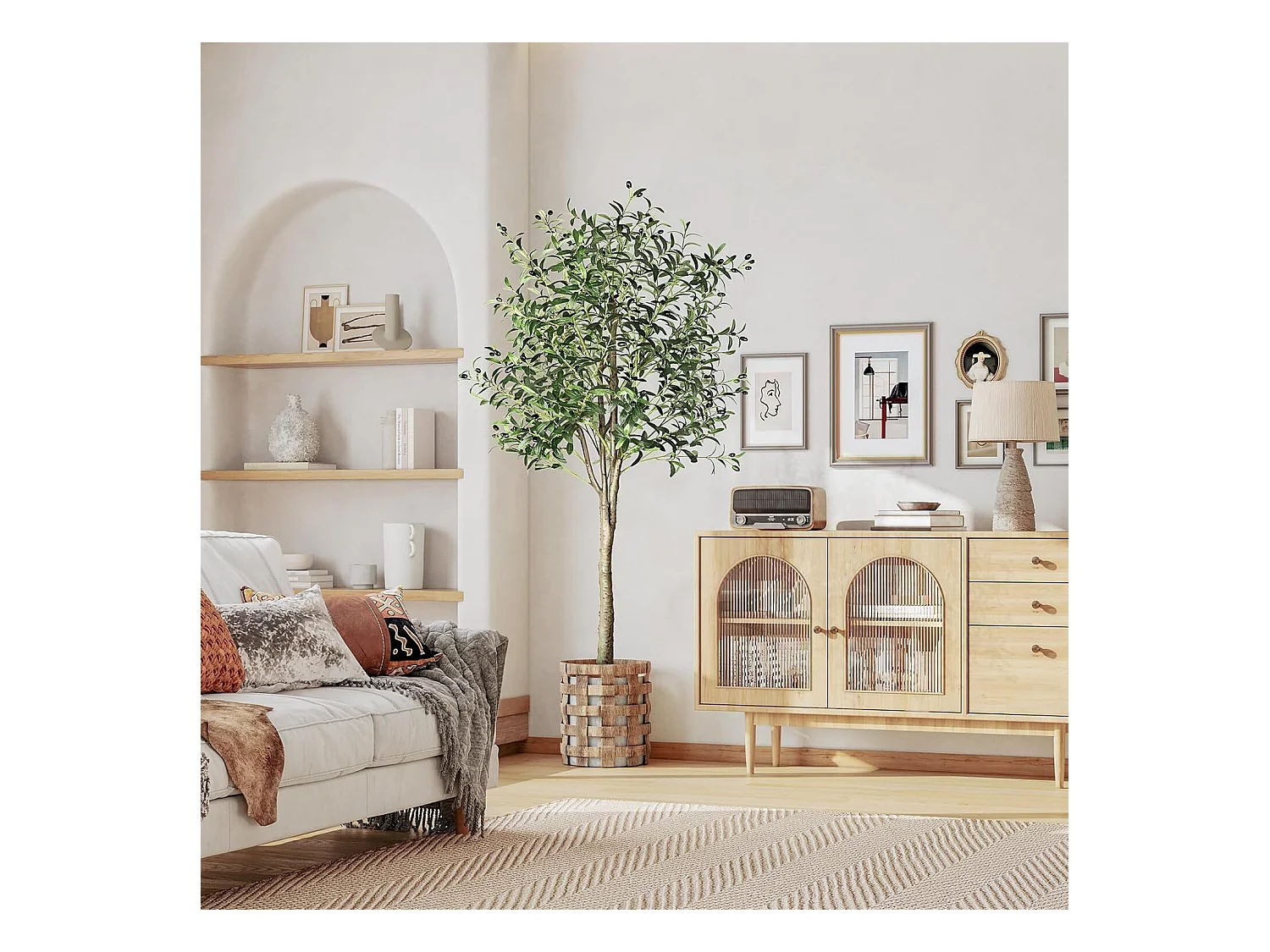 180cm olijfboom kunstplant, nep groene plant decoratie, verwijderbaar, voor thuis slaapkamer woonkamer balkon binnenplaats tuin