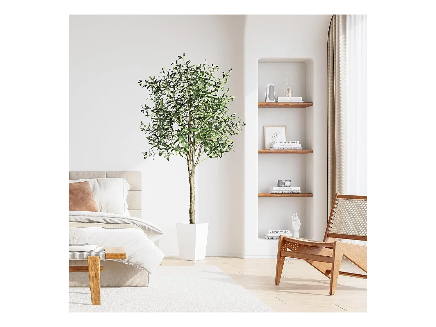 180cm olijfboom kunstplant, nep groene plant decoratie, verwijderbaar, voor thuis slaapkamer woonkamer balkon binnenplaats tuin