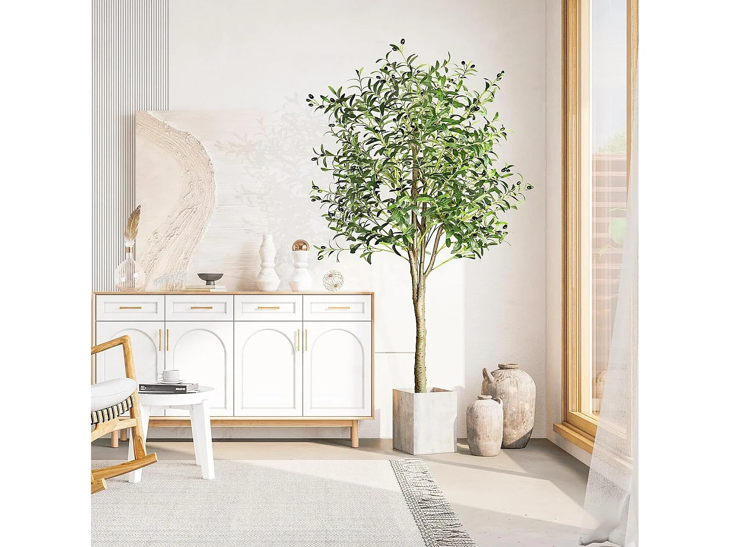 180cm olijfboom kunstplant, nep groene plant decoratie, verwijderbaar, voor thuis slaapkamer woonkamer balkon binnenplaats tuin
