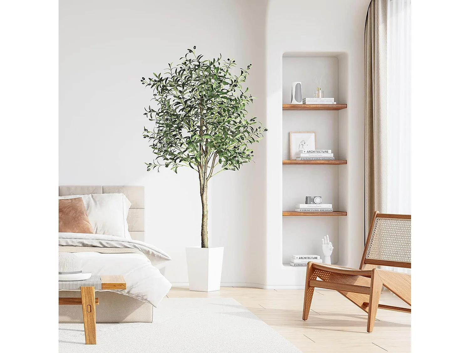 180cm olijfboom kunstplant, nep groene plant decoratie, verwijderbaar, voor thuis slaapkamer woonkamer balkon binnenplaats tuin