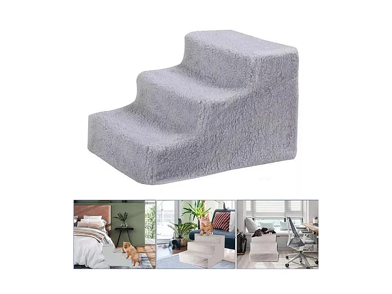 Rampa para la escalera de gato, árbol de gato, escaleras para perros de 3 pasos, con cubierta de felpa lavable, para mascotas