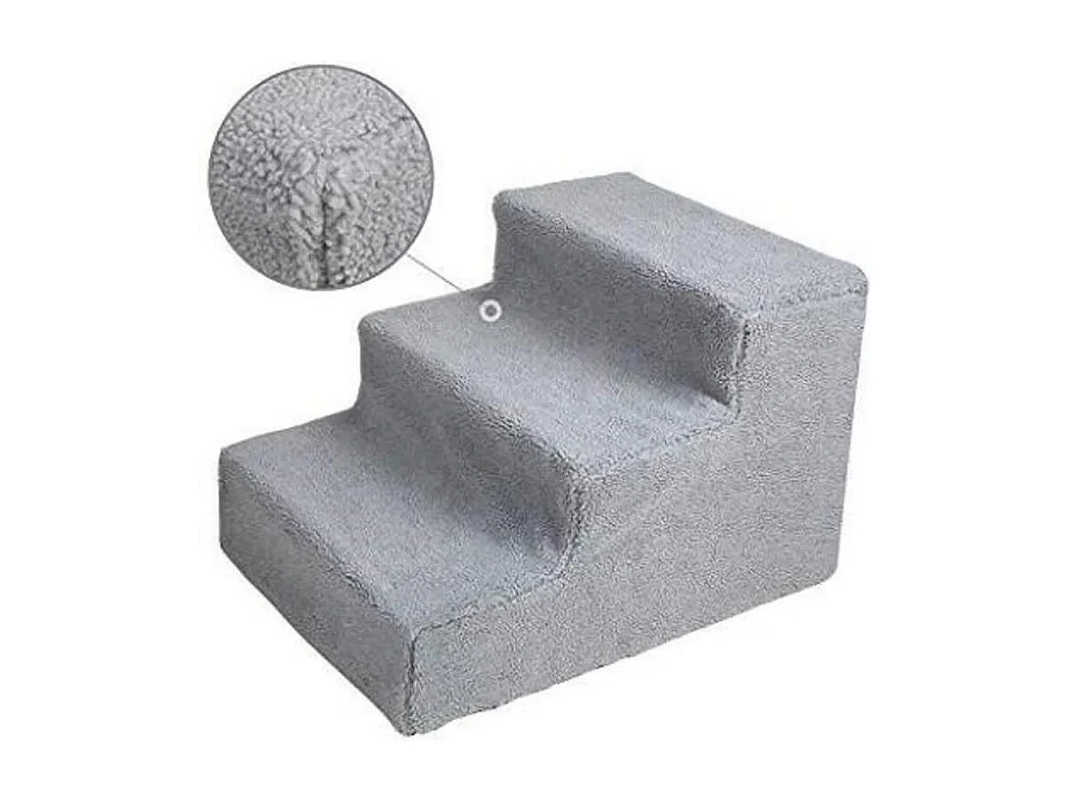Escalier pour chat rampe, arbre à chats, Escaliers pour Chiens à 3 Marches, avec Housse en Peluche Lavable, pour Animaux de Compagnie