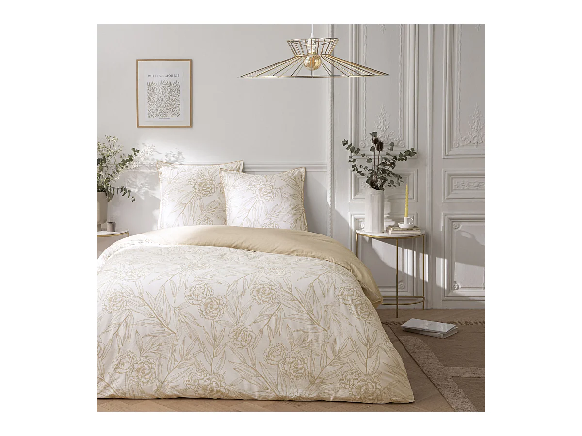 Parure de lit 2 personnes en satin de coton réversible 260x240cm