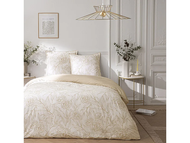 Parure de lit 2 personnes en satin de coton réversible 260x240cm