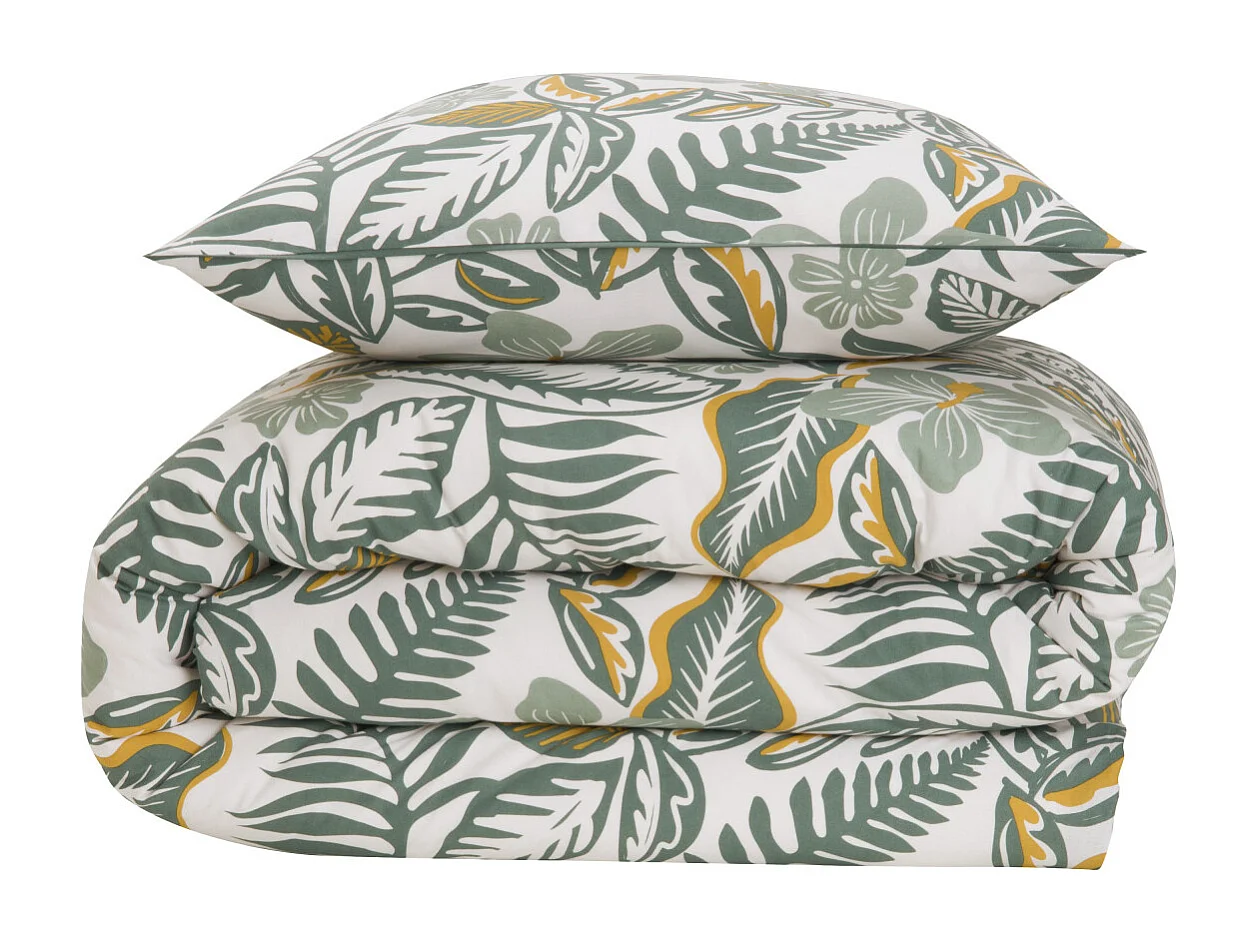 Parure de lit 2 personnes imprimé végétal réversible 240x220cm