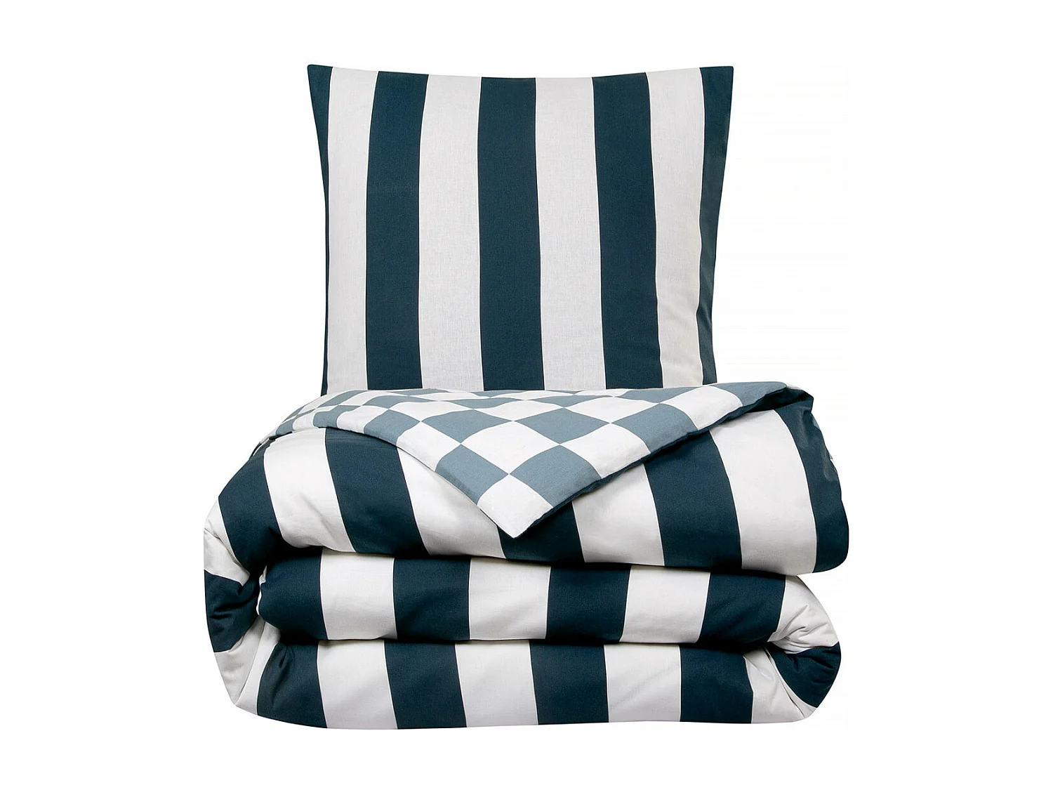 Parure de lit 2 personnes damier rayé réversible 240x220cm