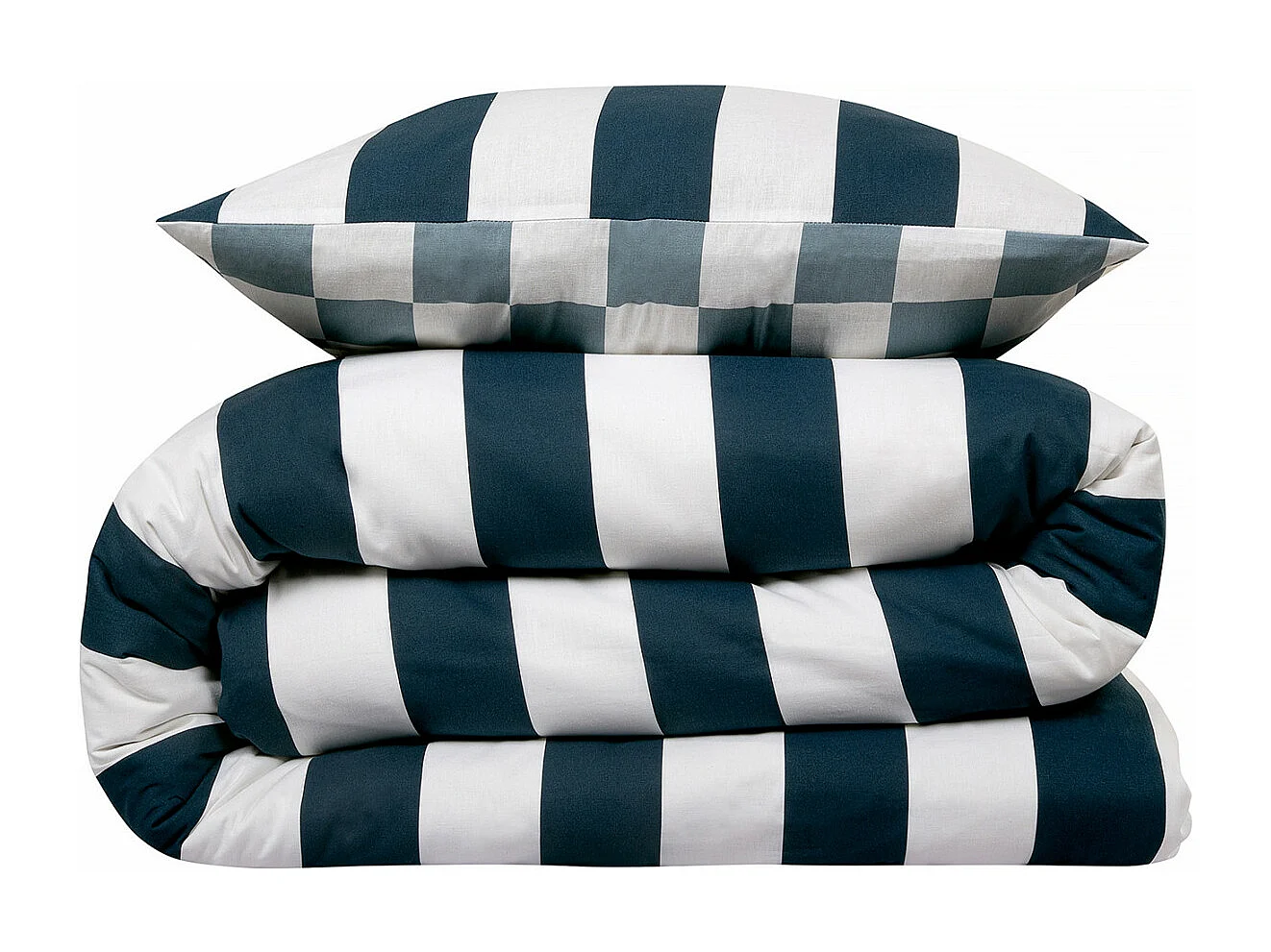 Parure de lit 2 personnes damier rayé réversible 240x220cm